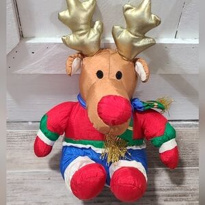 Vintage Nylon 8” Plush Christmas Reindeer Moose Stuffins Puffalump